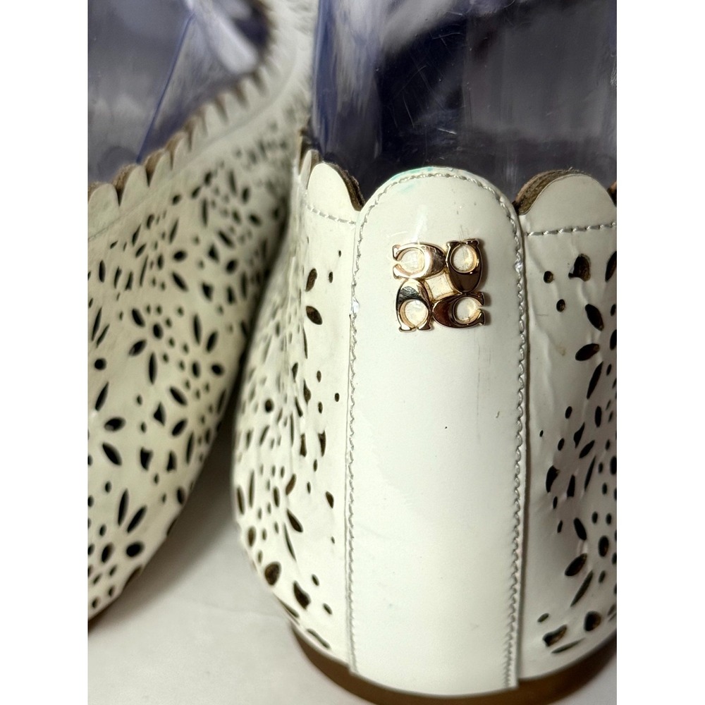 Coach White Laser-Cut Leather Ballet Flats - Picture 6 of 7